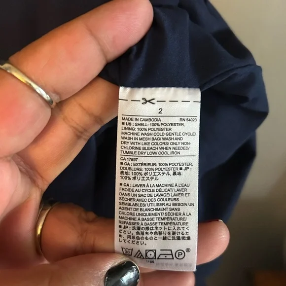 Banana Republic Factory Dress - Navy scalloped sheath short sleeve skater style - Picture 7 of 9